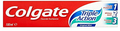Colgate Triple Action Zahnpasta (100 ml) - Geschmacklos, Packung mit 6