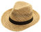 Top Brand Unisex Natural Straw Trilby/Fedora Hat with a Black Band. (57cm)