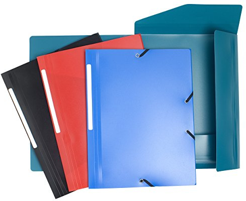 Exacompta - Ref 55810E - Elasticated 3-Flap Folders - Suitable for Storing A4 Documents, Opaque 0.5mm Polypropylene, Spine Label for Easy Identification - Assorted Colours (Pack of 10)