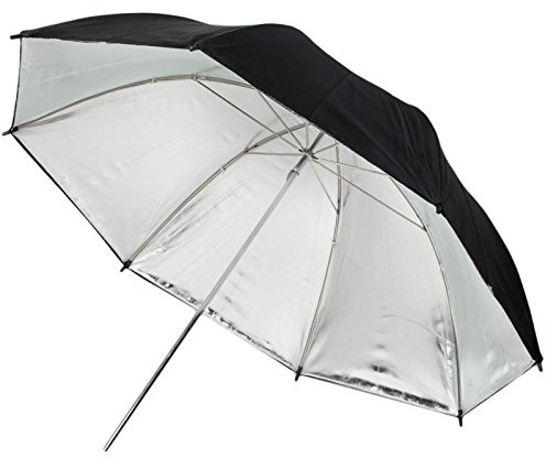 Quenox Reflexschirm (Studioschirm) 84 cm Silber/schwarz - passend für Studioblitz und Aufsteckblitz an Blitzneiger