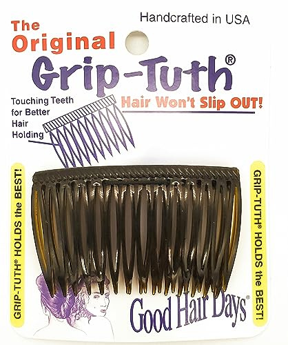 Good Hair Days Grip-Tuth Combs 40415 Set of 2, Tortoise Shell Color 2 3/4 Wide