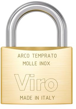 Viro - Lucchetto Rettangolare Antiscasso, Base 60mm | Corpo Resistente e Arco in Acciaio Cementato