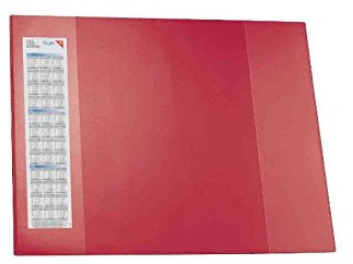 Läufer 42654 Durella D2 Schreibtischunterlage mit zwei transparenten Seitenleiste, 52x65cm, rot, rutschfeste Schreibunterlage