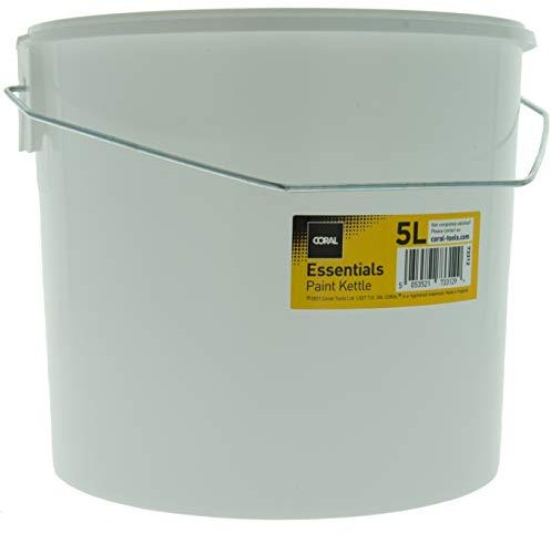 Coral 73312 Essentials Plastic Paint Kettle Container with Metal Handle for Paints and Paste 5 Litre