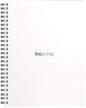 Rhodia 193421C Notizbuch (mit Doppelspirale, kariert, mikroperforiert, DIN A5+ 160 x 210 mm, 80 g, 80 Blatt) 1 Stück weiß