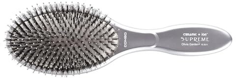 Olivia Garden Haar-Rundbürste Ceramic + Ion Supreme Combo, 16-reihig mit Wildschweinborsten und Nylonstiften