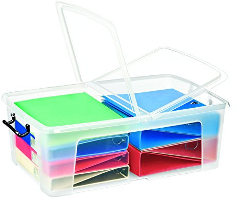 Strata Smart Storemaster 50L Litre Clear Storage Box Container - Strong and Robust With Folding Lid & Clip Handles for Secure Locking