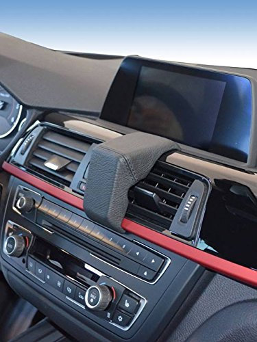 KUDA Handyhalterung passend für BMW 3er ab 02/2012 (F30 F31 F34) & 4er - Telefonkonsole für Smartphones, Handys, Navi und mehr – Echtleder, schwarz, 292580