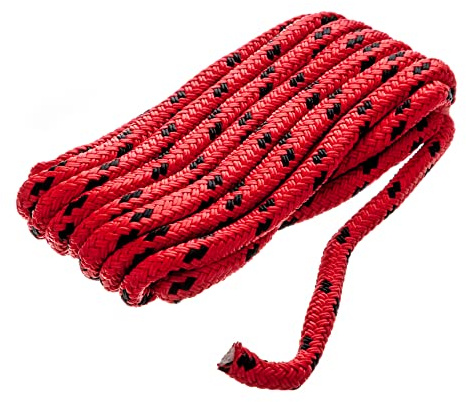 Seachoice 42421 Double Braided Dock Rope for Boating - 100% MFP Dock Line, ⅜-Inch x 15 Feet, Red with Black Tracer