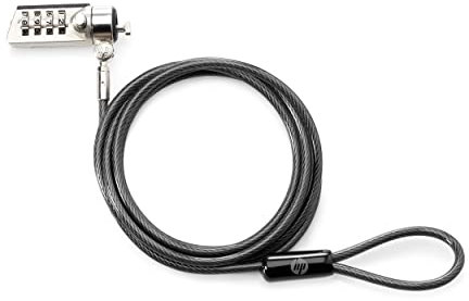 HP Cierre con combinación de - Cable antirrobo (Negro, Cerradura con combinación, Acero galvanizado, 1,83 m, 4,4 mm, 160 g)