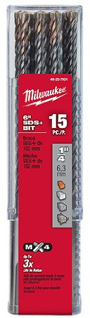 Milwaukee 48-20-7911 Mx4 SDS+ Carbide Drill Bits 3/16-by-6-Inch, 15-Pack
