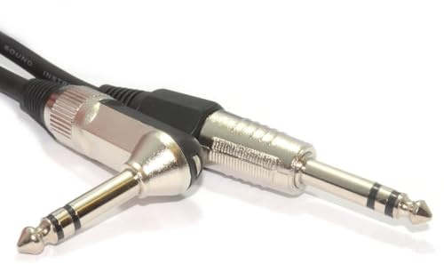 kenable Stereo Guitar Cable Right Angled 6.35mm TRS Jack to Straight Jack Shielded Audio Lead 3m