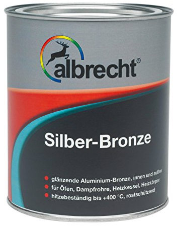 Albrecht Silber-Bronze 2,5l glänzend Ofenlack Hitzebeständig bis 400°C, Rostschutz, Hochglanz, Haushaltslack, Ofenlack, Albrecht