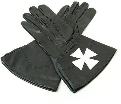Freimaurer schwarz Ritter Malta Leder Handschuhe S