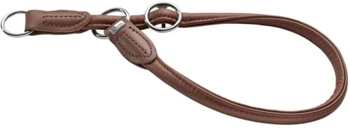 HUNTER Dressurhalsung Round & Soft, aus weichem Rindnappaleder, fellschonend rundgenäht, Stabiler Stoppring, verstellbar, robust, Made in Germany, Farbe: braun, Größe: L