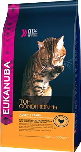 Eukanuba Katzenfutter trocken Huhn - Premium Trockenfutter mit hohem Fleischanteil für erwachsene Katzen ab 1 Jahr, 4 kg