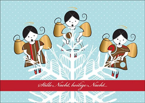 Kartenkaufrausch Süßer Weihnachts Engel Chor mit Schneeflocke Weihnachtskarte mit Umschlag, Geschenkkarte zum Weihnachtsfest: Stille Nacht, heilige Nacht… • als Weihnachtspost zu Neujahr