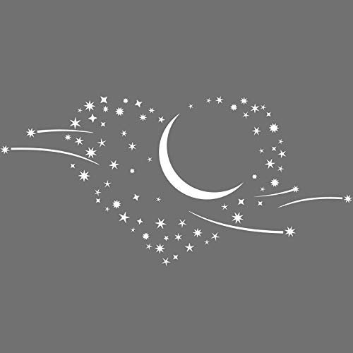 Grandora Wandtattoo Herz Mond Sternschnuppen I weiß (BxH) 120 x 58 cm I Schlafzimmer Aufkleber selbstklebend Wandsticker Wandaufkleber Sticker 1011W