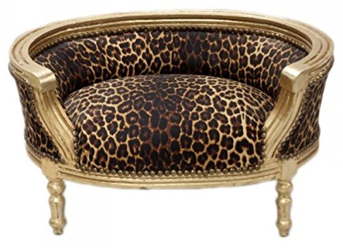 Casa Padrino Barock Hunde & Katzen Sofa Leopard/Gold Hundebett & Katzenbett