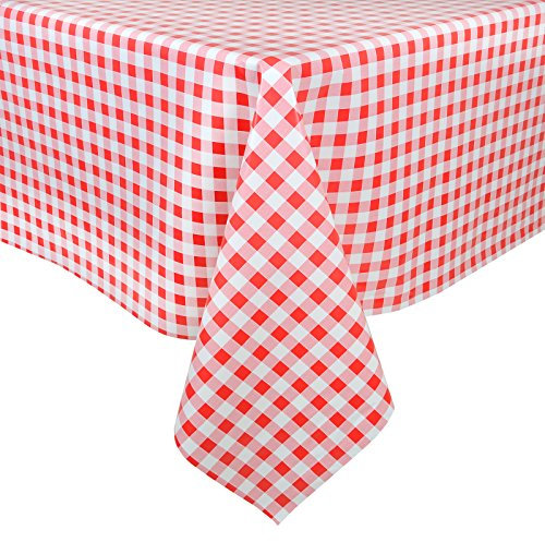 Micro-Pro Red Gingham Wipe Clean PVC Vinyl Tablecloth Table Cover Protector 140x240cm