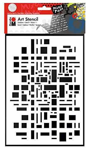 Marabu 0285000000012 - Art Stencil, Motivschablone für effektvolles Schablonieren auf Papier, Keilrahmen, Holz und Textilien, PVC - frei, lasergeschnitten, wiederverwendbar, DIN A4, Graphic Pattern