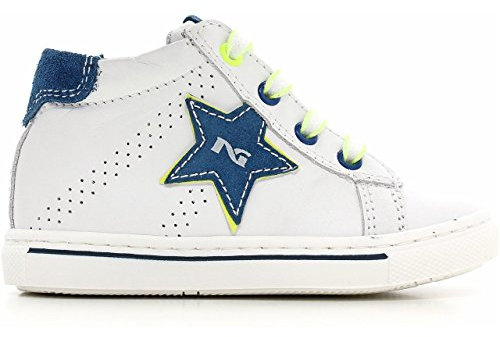 Nero Giardini Junior Sneaker Primi Passi Bambino in Pelle, Primavera/Estate P623880M 707 (21, Bianco (Tigri Bianco/Velour Bluette/Fluo Lime))