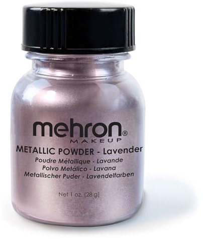 Mehron Make-up Metallic Powder - Metallic Chrome Powder Pigmente für Gesicht & Körperfarbe, Lidschatten und Eyeliner 21 Gramm (Lavender)