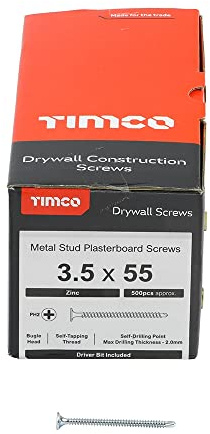 TIMCO BZP PH2 Philips Self-Drilling Drywall Screws - 3.5 x 55 - Zinc - Box of 500