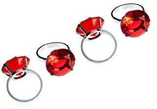 Premier Housewares Serviettenringe, 4er Set, roter Diamante, verchromt