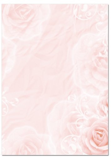 Motiv Briefpapier (Rot-Blumen-5012, A4, 100 Blatt). Einseitig bedrucktes Briefpapier, sehr gut beschreibbar, Motivpapier für alle Drucker/Kopierer geeignet