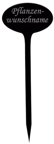 Bütic GmbH Plexiglas® Pflanzschilder Oval schwarz - Gartenstecker Kräuterschilder Pflanzenstecker - wetterfest und elegant, Pflanzenname:Wunschname