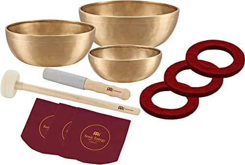 Sonic Energy Klangschalen Set Energy Therapy Series – 700/1000/1400 g – Für Meditation & Klangheilung – Inkl. Hülle, Filzring & Schlägel (SB-E-3100)
