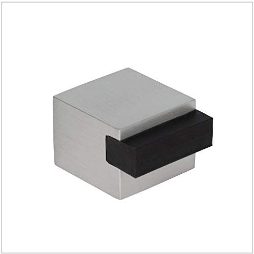 Klebe-Türstopper | 25 x 25 mm | Schwarzer Gummi aus Natursilikon | Platz | Edelstahl AISI 304 | Sehr gute Haftung | 100% zweckmäßig | Mod. 197/25| EVI Herrajes