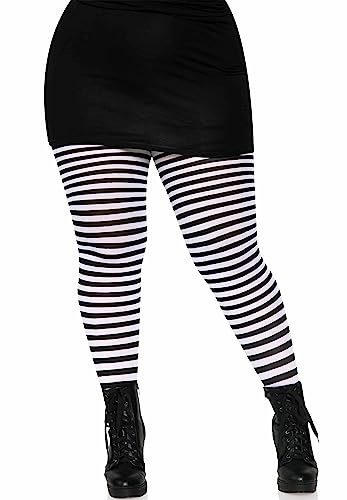 Leg Avenue Plus Size Stripe Tights_black & white_3X-4X