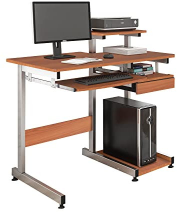 Techni Mobili Kompletter Computer-Arbeitsplatz, 96,5 x 55,9 x 88,9 cm (B x T x H), Holzmaserung