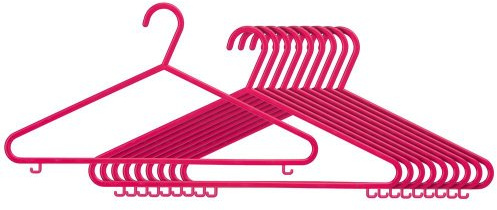 Premier Housewares Plastic Hangers - Set of 10, Hot Pink