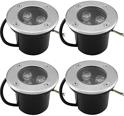 Goodia 4Stk. 3W Bodeneinbaustrahler 230V AC 280 Lumen IP67 Bodenstrahler LED Bodenbeleuchtung Aussen Rund, Bis zu 1000 kg Belastbar Warmweiß