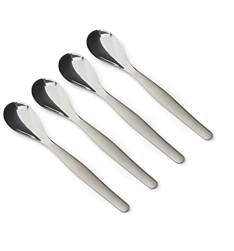 RSVP International Poached Egg Spoon, 4 Piece Set Multipurpose Use for Serving Jam, Honey or Soft Boiled Eggs, 5.5 Length, Stainless Steel