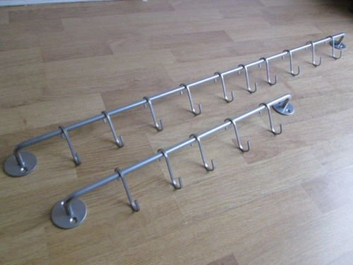 IRONMONGERY WORLD® Steel Metal Country Modern Kitchen Pot PAN Caddy Utensil Hanger Hooks Rack Rail (55CM 5 Hooks)