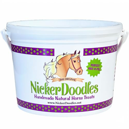 NickerDoodles Horse Treats - 5 lb Pail - Effortlessly Give Medications with Our Soft Baked Treats - Training Treats are The Perfect Motivator - No Additives or Preservatives Handles May Vary