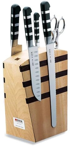 F. DICK Messerblock mit Messer, 1905 (Santoku, Kochmesser, Universalmesser, Officemesser, Küchenschere, X50CrMoV15 Stahl, 56° HRC) 81970000
