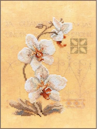 Lanarte PN-0008008 Counted Cross Stitch Kit: Three Orchids, Evenweave, Multicoloured, 19.6 x 13.9 x 1.4 cm