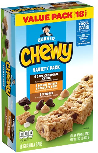 Quaker Chewy Granola Bars, Variety Pack, 18 Count