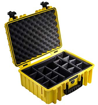 B&W Transportkoffer Outdoor - Typ 5000 - Gelb mit variabler Facheinteilung - Wasserdicht nach IP67 Zertifizierung, Staubdicht, Bruchsicher und Unverwüstlich