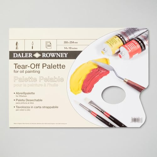 Daler-Rowney Tear Off Palette, Smooth Surface, Block, Glued 3 Sides, 14 x 10in - 35.6 x 25.4 cm, White, 50 sheets