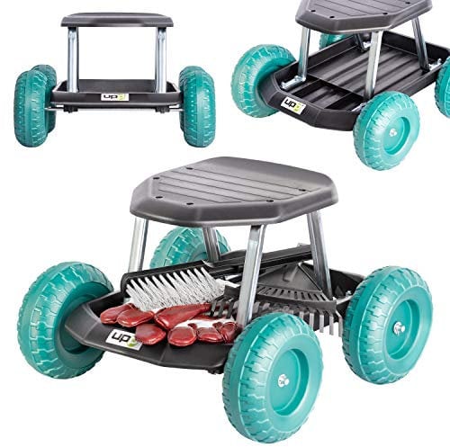 UPP Gardening Seat on Wheels | Rolling Weeding Stool for Backpain-Free Gardening | Garden Cart With Seat and Storage Tray for Hand Tools | Lightweight Rolling Seat for Easy Manoeuvrability