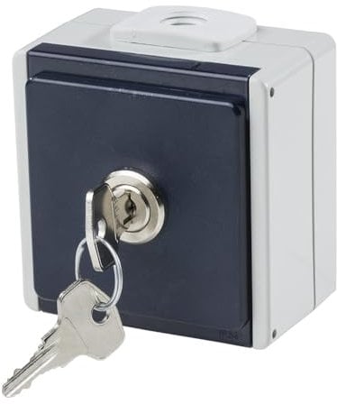 as - Schwabe 1-Fach Steckdose abschließbar - Aufputzsteckdose - Feuchtraumsteckdose mit Schloß - UV-beständig - Anschluss Leitungen bis max. 2,5mm² - 230V/10A - IP54 - grau - Made in Germany, 62461