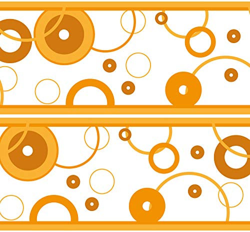 Selbstklebende Bordüre Bubbles, 4-teilig 560x15cm, Tapetenbordüre, Wandbordüre, Borte, Wanddeko,Blasen, orange