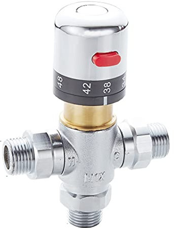 Fyeer Mitigeur thermostatique à 3 voies, laiton massif, connexions mâles IPS 1,27 cm