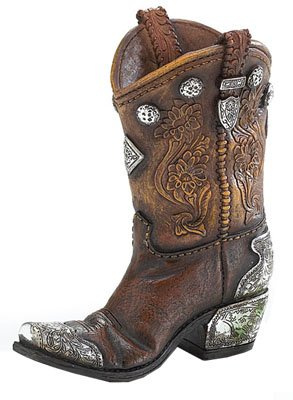 Boots and Spurs Western Cowboy Boot Vase for Western Home Decor, Brown